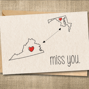 State to State Miss You | Funny Long Distance Friendship Card | Snarky Card