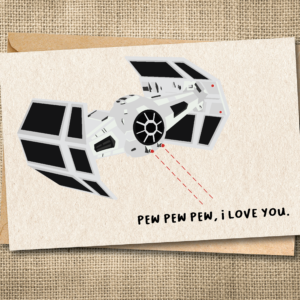 Pew Pew! Sci-Fi Love Card | Funny Anniversary Card for Husband or Wife | Snarky Card