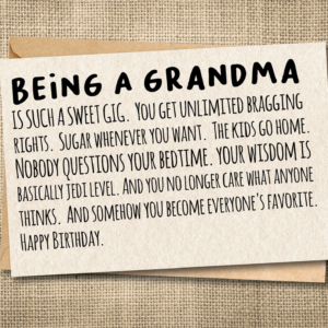 Funny Grandma Birthday Card | Sweet Gig Nana Card | Snarky Card