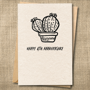 Happy 4th Anniversary | Funny Anniversary Card | Plant Anniversary Card | Snarky Card