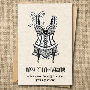 Happy 8th Anniversary | Funny Anniversary Card | Lace, Lilac & Pottery Humor | Snarky Card