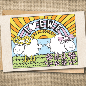 I Heart Ewe | Funny Sheep Love Card | Punny Anniversary Card | Snarky Card