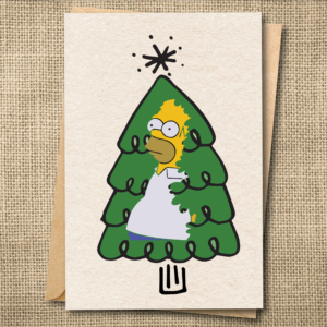 Homer Xmas Tree Christmas Card | Funny Simpsons Holiday Card | Snarky Card