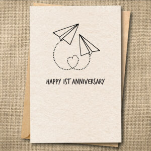 Happy 1st Anniversary | Cute Paper Airplane Anniversary Card | Funny Anniversary Card | Snarky Card