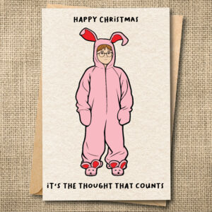 A Christmas Story Christmas Card | Funny Pink Bunny Suit Card | Ralphie Card | Snarky Christmas Card