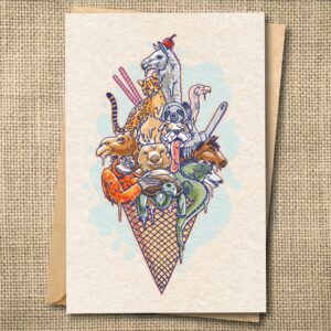 Phish Animal Ice Cream illustrated music greeting card artwork.