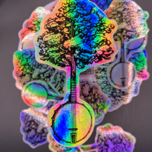 Banjo Tree holographic vinyl sticker artwork