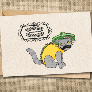 Funny Taco Cat Christmas cat pun greeting card