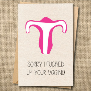 Funny Mother's Day card with pink uterus illustration