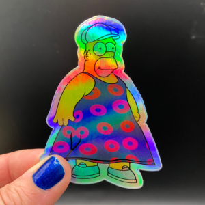 Fat Homer donut dress holographic vinyl sticker artwork