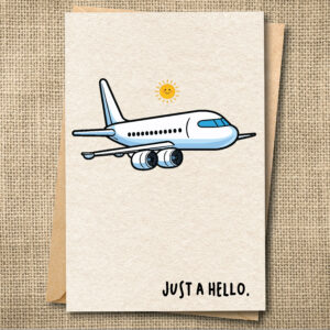 Just a Hello funny airplane greeting card