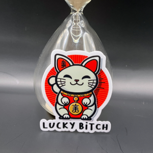 Maneki Neko Lucky Cat Vinyl Sticker, Japanese Fortune Decal, Waterproof Laptop Art