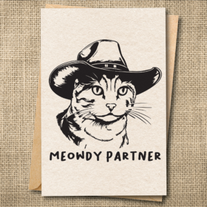 Meowdy Partner funny cowboy cat greeting card