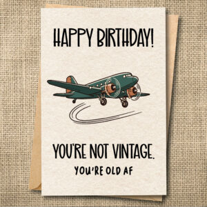 You're Not Vintage You're Old AF funny pilot birthday card