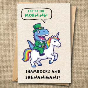 Shamrocks and Shenanigans funny St. Patrick's Day greeting card