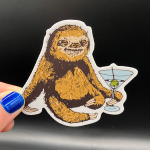 Funny sloth martini vinyl sticker artwork