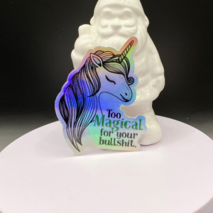 Snarky Magic unicorn holographic vinyl sticker artwork