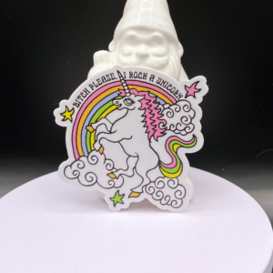 Bitch I Ride a Unicorn holographic vinyl sticker artwork