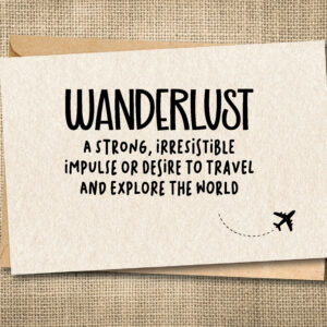 Wanderlust funny travel card with airplane design