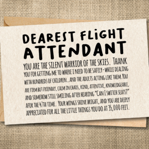 Dearest Flight Attendant funny aviation greeting card