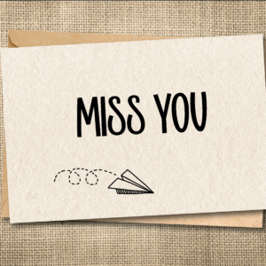 Miss You paper plane long distance greeting card
